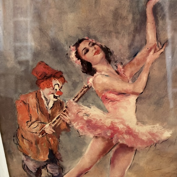 Vintage Rare MCM Pal Fried Ballerina & Musical Clowns Original Frame Prints Pair - Picture 6 of 12